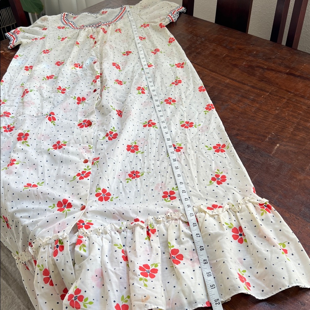 Komar Vintage 100% Cotton Nightgown Ribbon Detail White Multicolor Floral Size M - Picture 7 of 10
